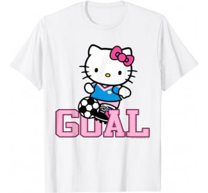 Hello Kitty Soccer GOAL Sports Athlete Tee Shirt T-Shirt